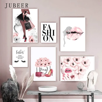 Pink Flower Perfume Fashion Poster Eyelash Lips Makeup Print Canvas Painting Modern Wall Painting Picture for Girl Room Wall Art
Pink Flower Perfume Fashion Poster Eyelash Lips Makeup Print Canvas Painting Modern Wall Painting Picture for Girl Room Wall Art