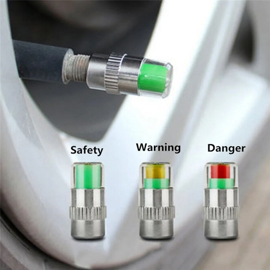 Фото 4pc 2.4 Bar Car Tire Valve Cap Pressure Gauge Monitoring Warning Sensor Indicator 3 Color Eye Alert monitoring tire pressure | Автомобили