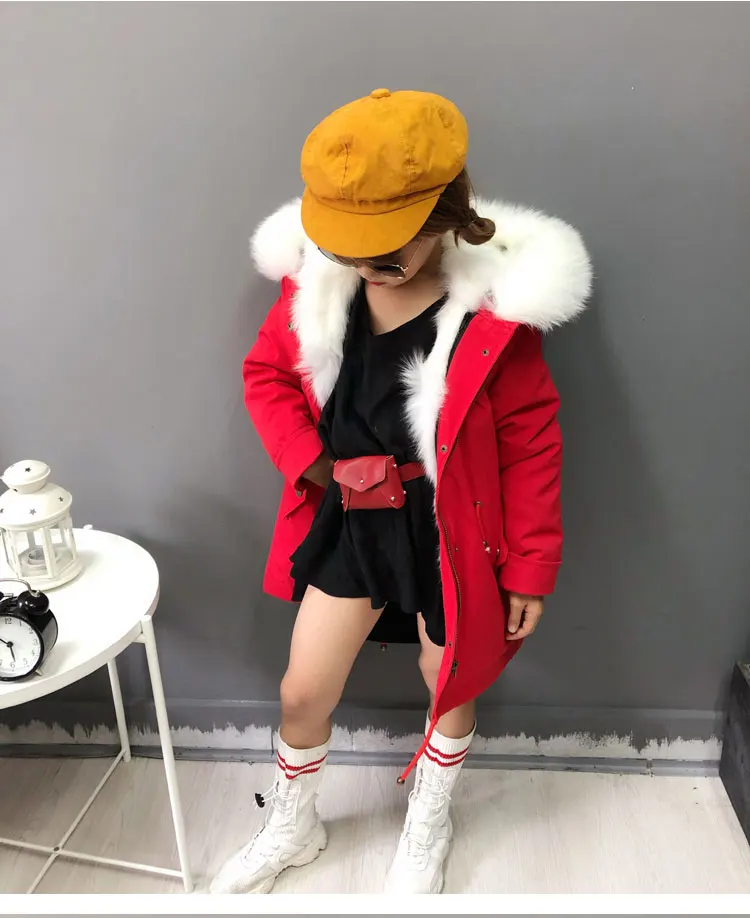 kids parkas natural fox fur child coats for winter (25)