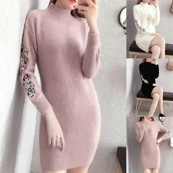 2019 Black Friday Lowest Price Winter Women Casual Floral Embroidery Long Sleeve O Neck Knit Sweater Mini Dress Warm Outdoor
2019 Black Friday Lowest Price Winter Women Casual Floral Embroidery Long Sleeve O Neck Knit Sweater Mini Dress Warm Outdoor
