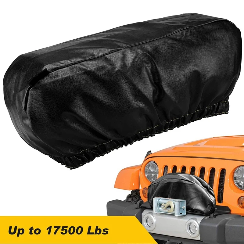 

Winch Cover Heavy Duty Waterproof Winch Protection Cover Dust-Proof Universal Winch Protective Cover for Up to 17500 Lbs