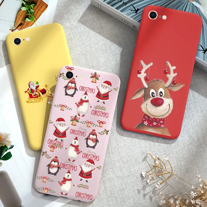 Рождественский чехол для iPhone 11 Pro XS MAX матовый Силиконовый с Санта Клаусом XR X 7 8 6 6S