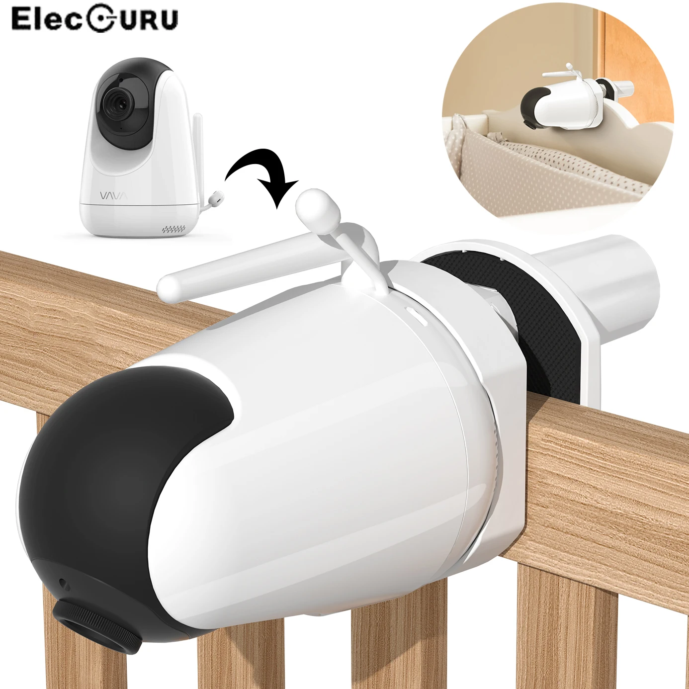 Крепление на клипсе с основанием для держателя камеры видеоняни VAVA, крепится к полкам или мебели для детской кроватки 
Крепление на клипсе с основанием для держателя камеры видеоняни VAVA, крепится к полкам или мебели для детской кроватки