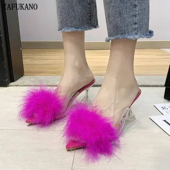 Transparent PVC Slippers Furry Woman Pumps Pointed toe Fluffy Fur High Heels Slides Crystal Thin Heel Lady Sandals Wedding Shoes
Transparent PVC Slippers Furry Woman Pumps Pointed toe Fluffy Fur High Heels Slides Crystal Thin Heel Lady Sandals Wedding Shoes
