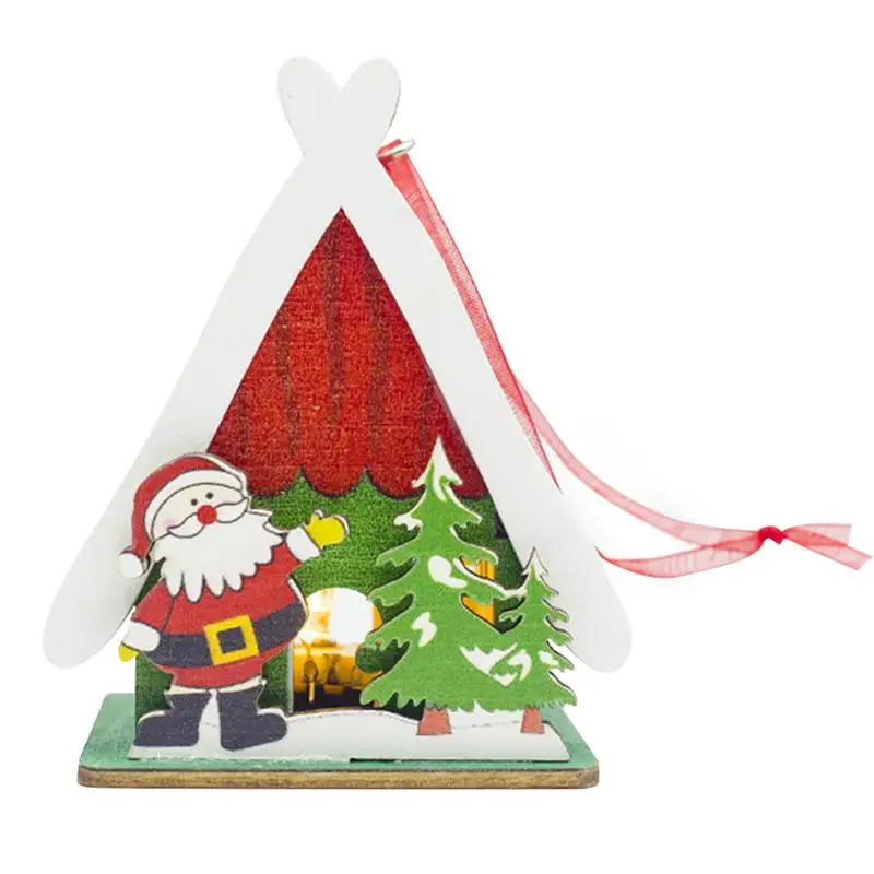 

Cute Merry Christmas Ornaments Christmas Gift Santa Claus Snowman Cartoon House Hanging Decorations For Home Christmas Tree