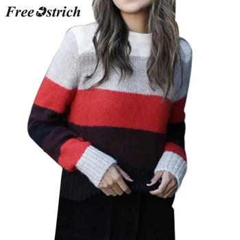 FREE OSTRICH Fashion women's round neck colorful patchwork striped sweater long sleeve rainbow color striped stitching sweater
FREE OSTRICH Fashion women's round neck colorful patchwork striped sweater long sleeve rainbow color striped stitching sweater