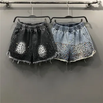2020 Heavy Industry Beaded Sequins A Word Wide Leg Short Women Elastic Waist Large Size Slimming Denim Shorts Women Plus Size
2020 Heavy Industry Beaded Sequins A Word Wide Leg Short Women Elastic Waist Large Size Slimming Denim Shorts Women Plus Size