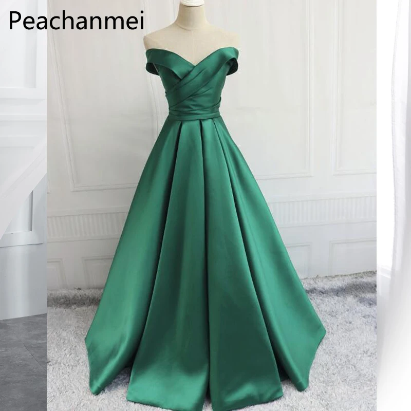 Elegant Off the Shoulder Evening Dresses 2019 Party Gown Satin Sexy Green High Slit Plus Size Long Vestido De Festa
Elegant Off the Shoulder Evening Dresses 2019 Party Gown Satin Sexy Green High Slit Plus Size Long Vestido De Festa