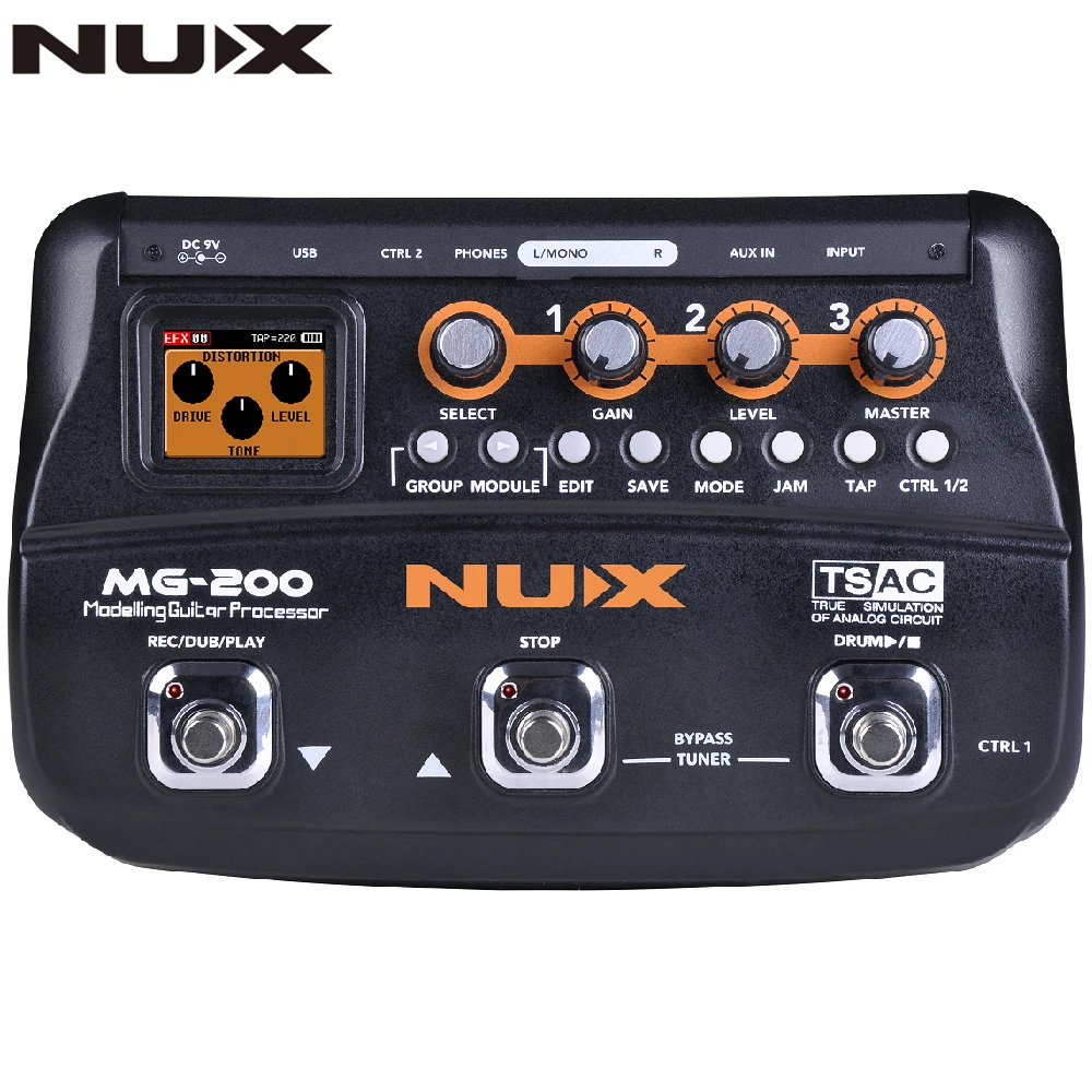NUX MG200 MG-200 Guitar Processor Multi Guitar Effect Pedal 55 Effects 70s Recording Guitar Looper Drum Machine Pedal Adapter
NUX MG200 MG-200 Guitar Processor Multi Guitar Effect Pedal 55 Effects 70s Recording Guitar Looper Drum Machine Pedal Adapter