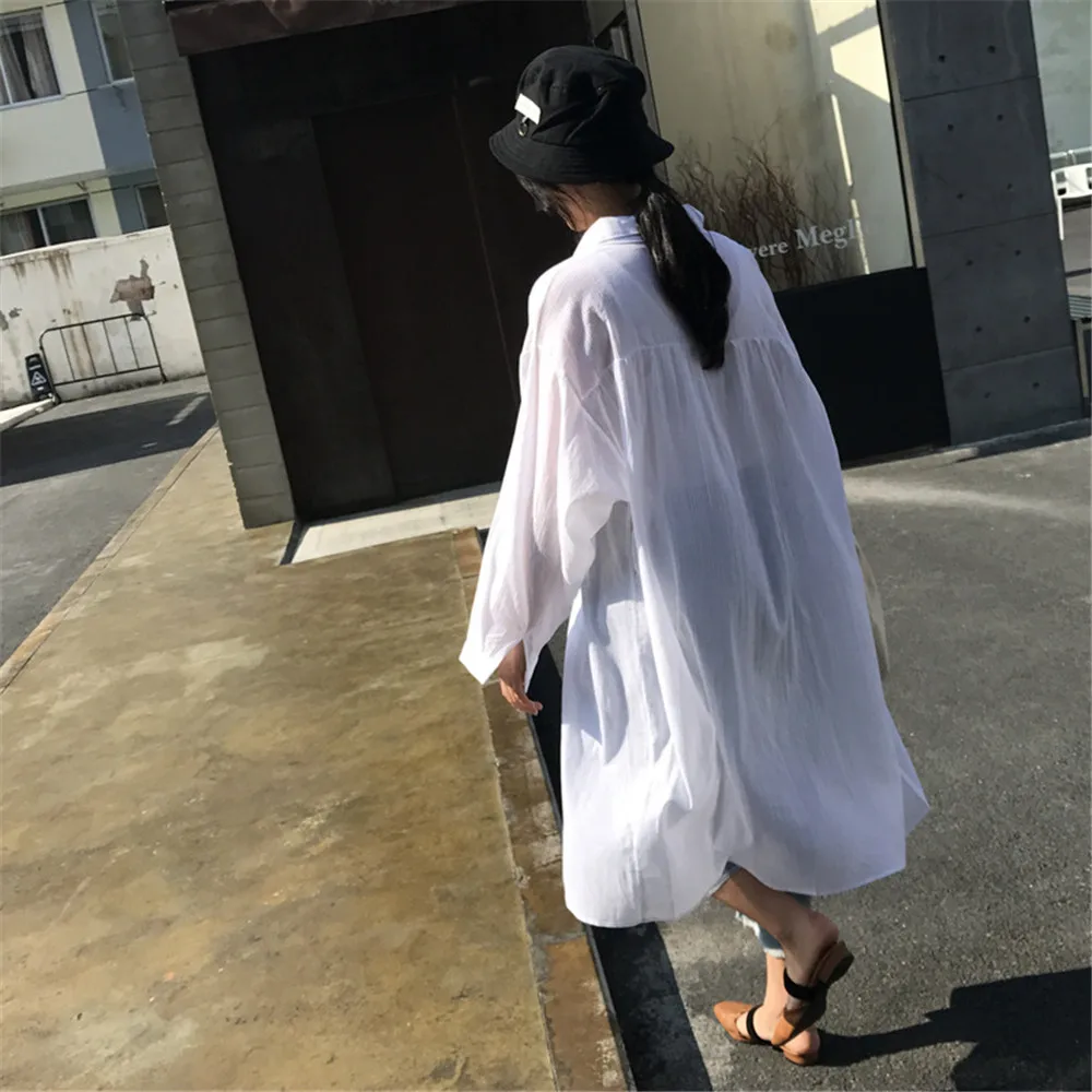 100% Cotton Casual White Long Blouse Women 2018 Spring Women Long Sleeve White Shirts Blouse High quality loose Blouse Tops (11)
