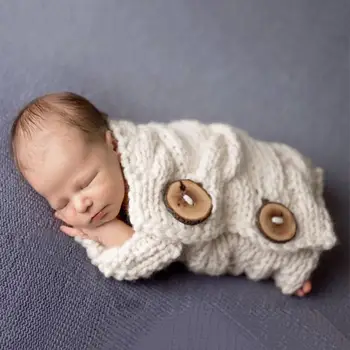 Newborn Photograph Knitted Posing Wrap Excellent Craftsmanship Well Durability Button Swaddle Props for Baby Photo Shoot
Newborn Photograph Knitted Posing Wrap Excellent Craftsmanship Well Durability Button Swaddle Props for Baby Photo Shoot
