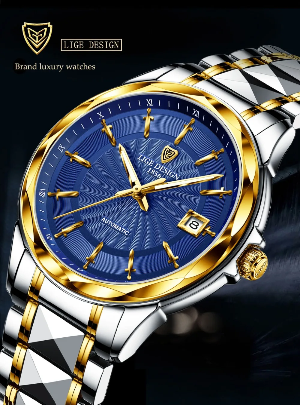 LIGE Original Brand Wrist Watches Mens Automatic Self-Wind Tungsten Steel Waterproof Business Mechanical Watch Relogio Masculino LIGE Original Brand Wrist Watches Mens Automatic Self-Wind Tungsten Steel Waterproof Business Mechanical Watch Relogio Masculino