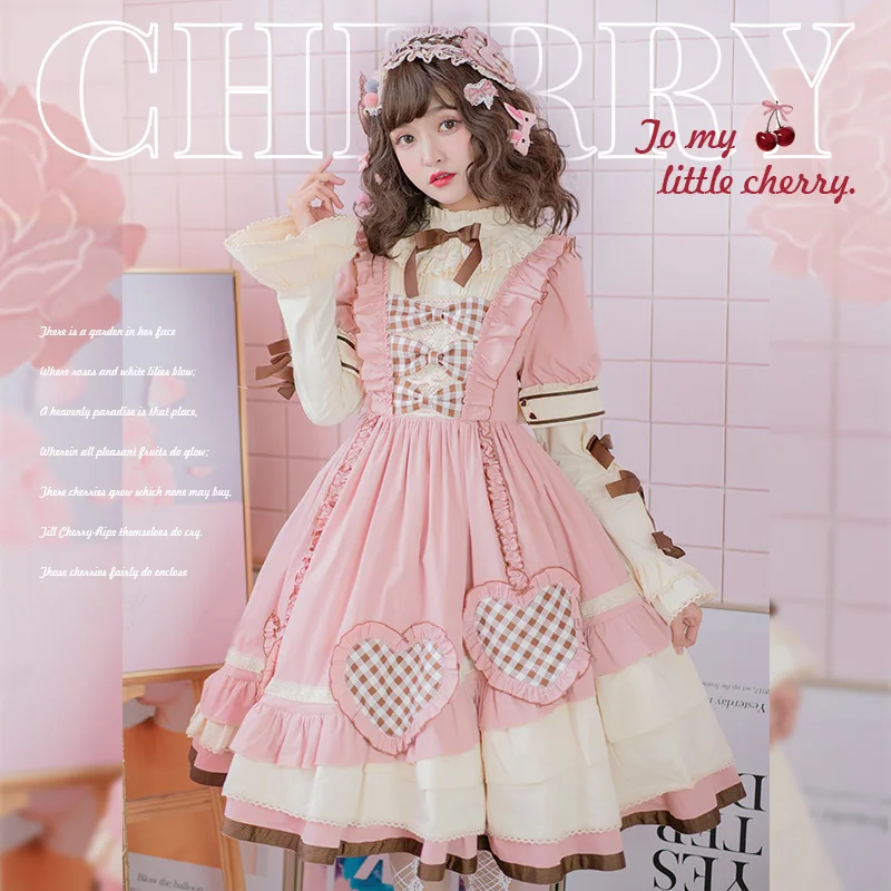 

Sweetheart Lolita Op Solid Color Elegant Daily Pink Lolitas Dresses Women Ruffled Bowknot Anime Cosplay Kawaii Girls Cute Dress