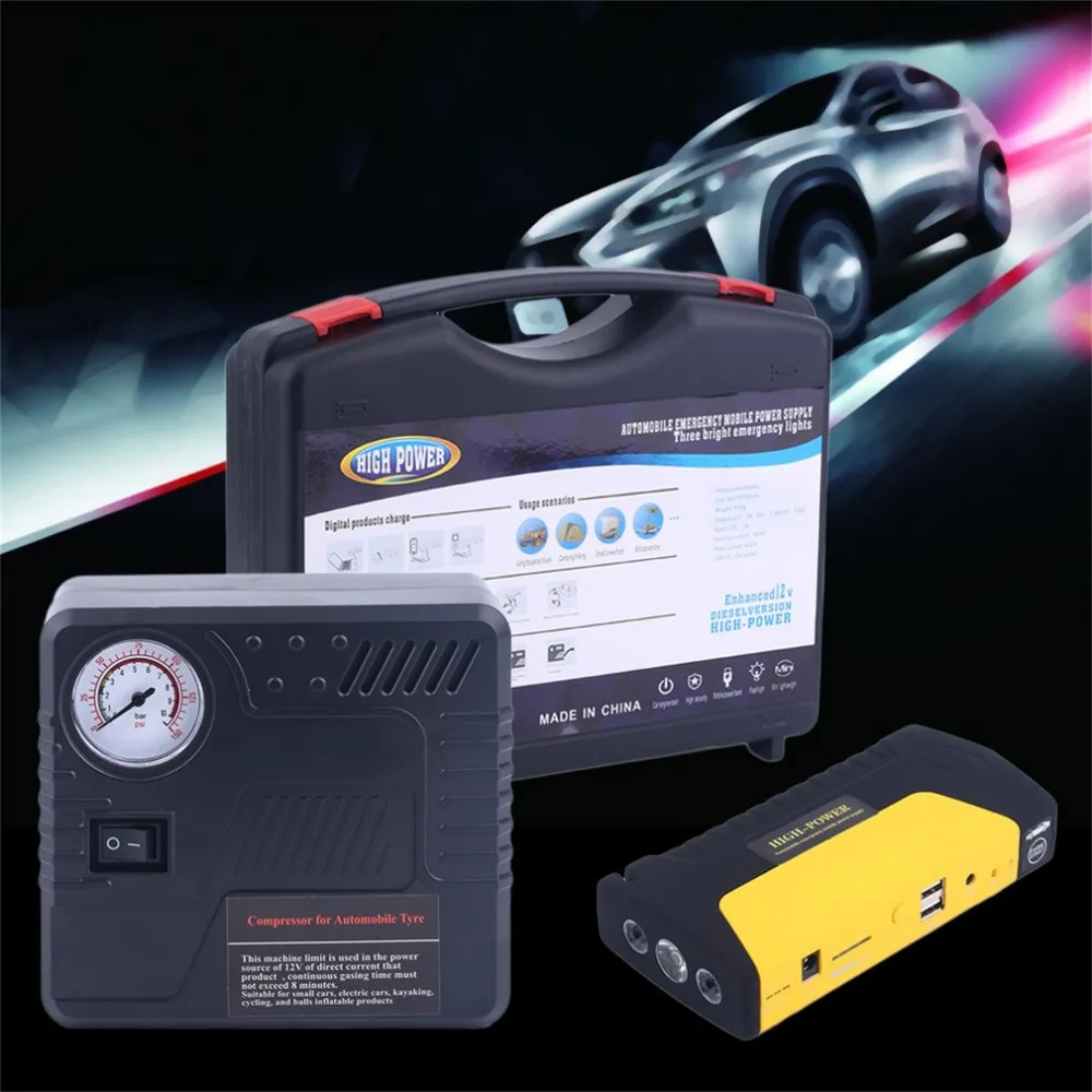 Newest 68800MAH Car Jump Starter USB Auto Engine Emergency Charger Booster Power Bank Battery With Air Pump Hot Drop Shipping
Newest 68800MAH Car Jump Starter USB Auto Engine Emergency Charger Booster Power Bank Battery With Air Pump Hot Drop Shipping