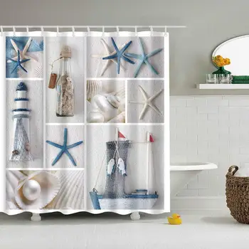 Starfish,Seashells,Drifting Bottles,Mini Lighthouse on The Beach Digital Print Shower Curtain,Polyester Waterproof Bath Curtain
Starfish,Seashells,Drifting Bottles,Mini Lighthouse on The Beach Digital Print Shower Curtain,Polyester Waterproof Bath Curtain