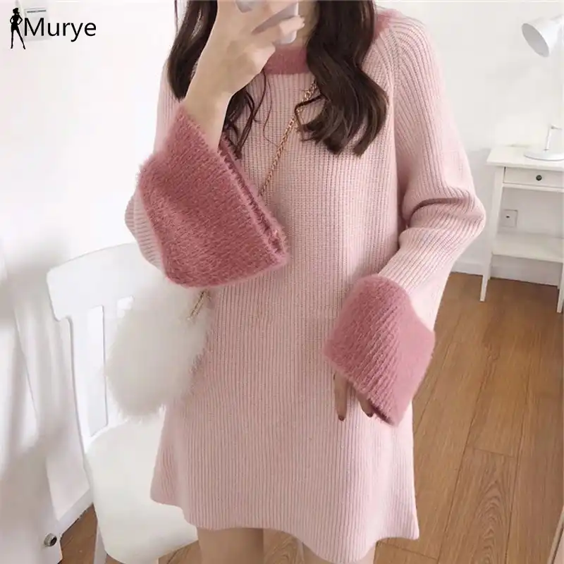 long pink sweater dress