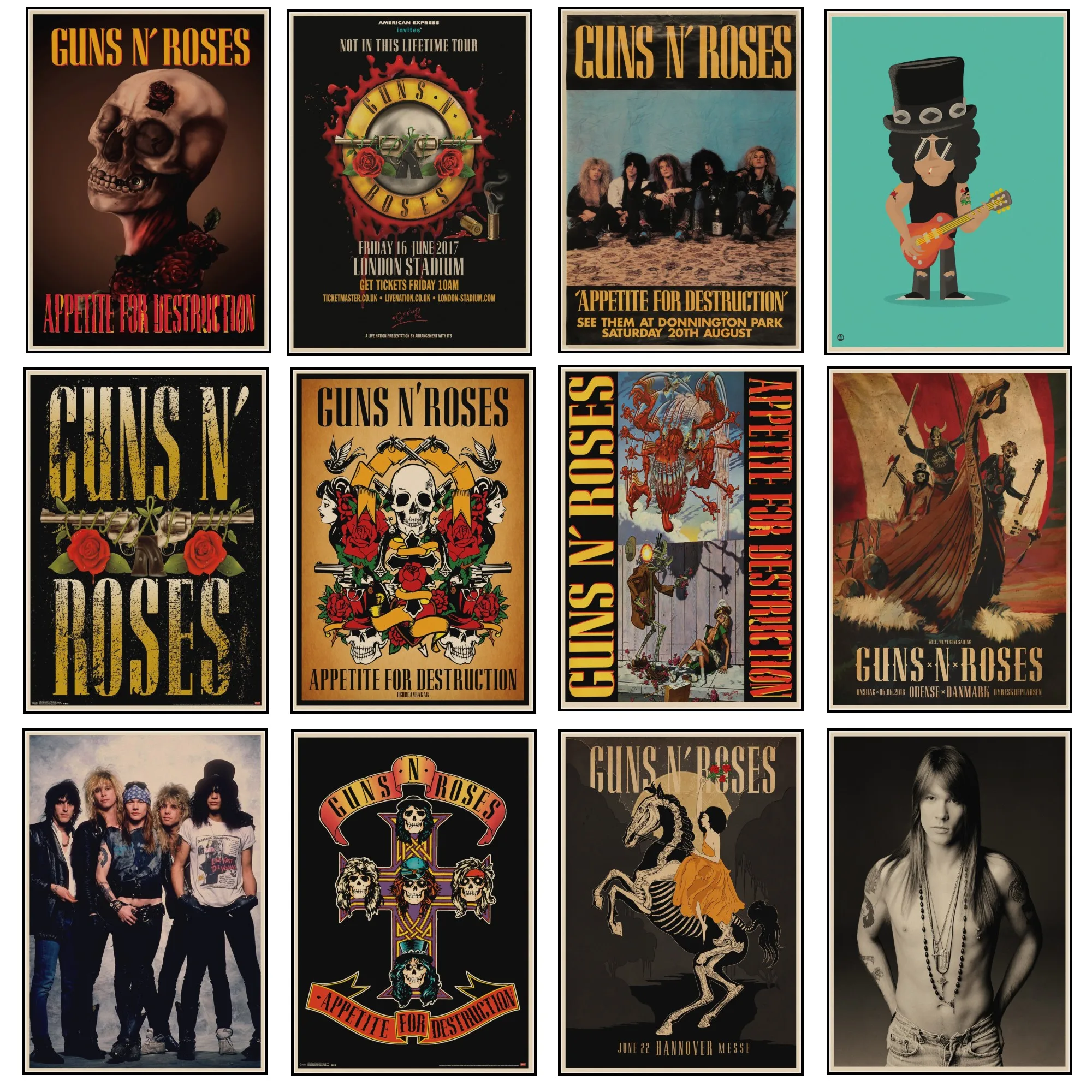 Guns N Roses Rock Music Posters винтажный плакат на стену Sticker Home Decor крафт-бумага постер для