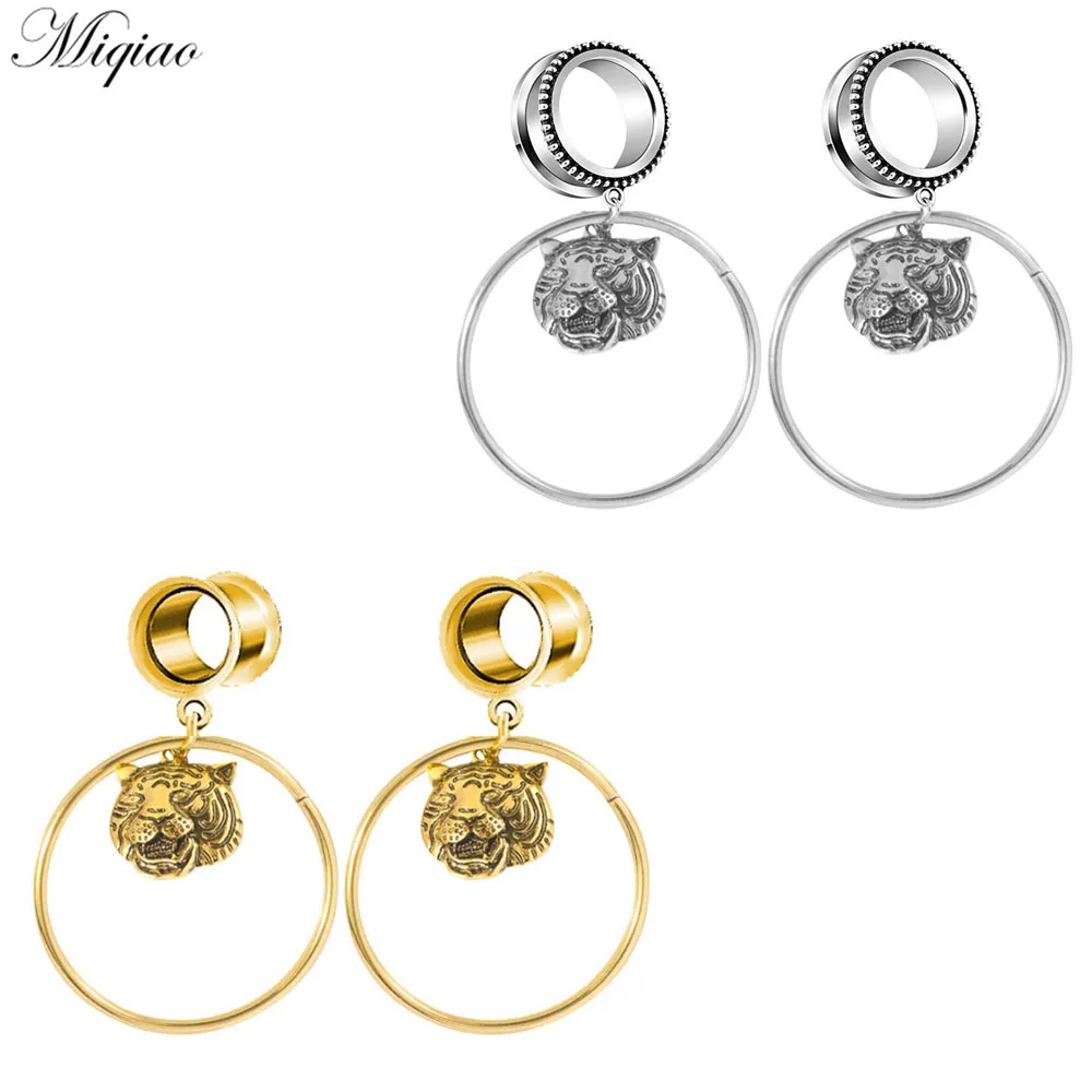 

Miqiao 2pcs Hot Selling Personality Stainless Steel Lion Head Big Circle Ears 6mm-30mm Body Exquisite Piercing Jewelry