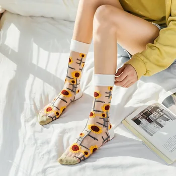 Breathable Ultra Thin Socks Summer Women Transparent Lace Silk Sunflowers Vines Flowers Girls Elastic Short Socks Female Sox
Breathable Ultra Thin Socks Summer Women Transparent Lace Silk Sunflowers Vines Flowers Girls Elastic Short Socks Female Sox
