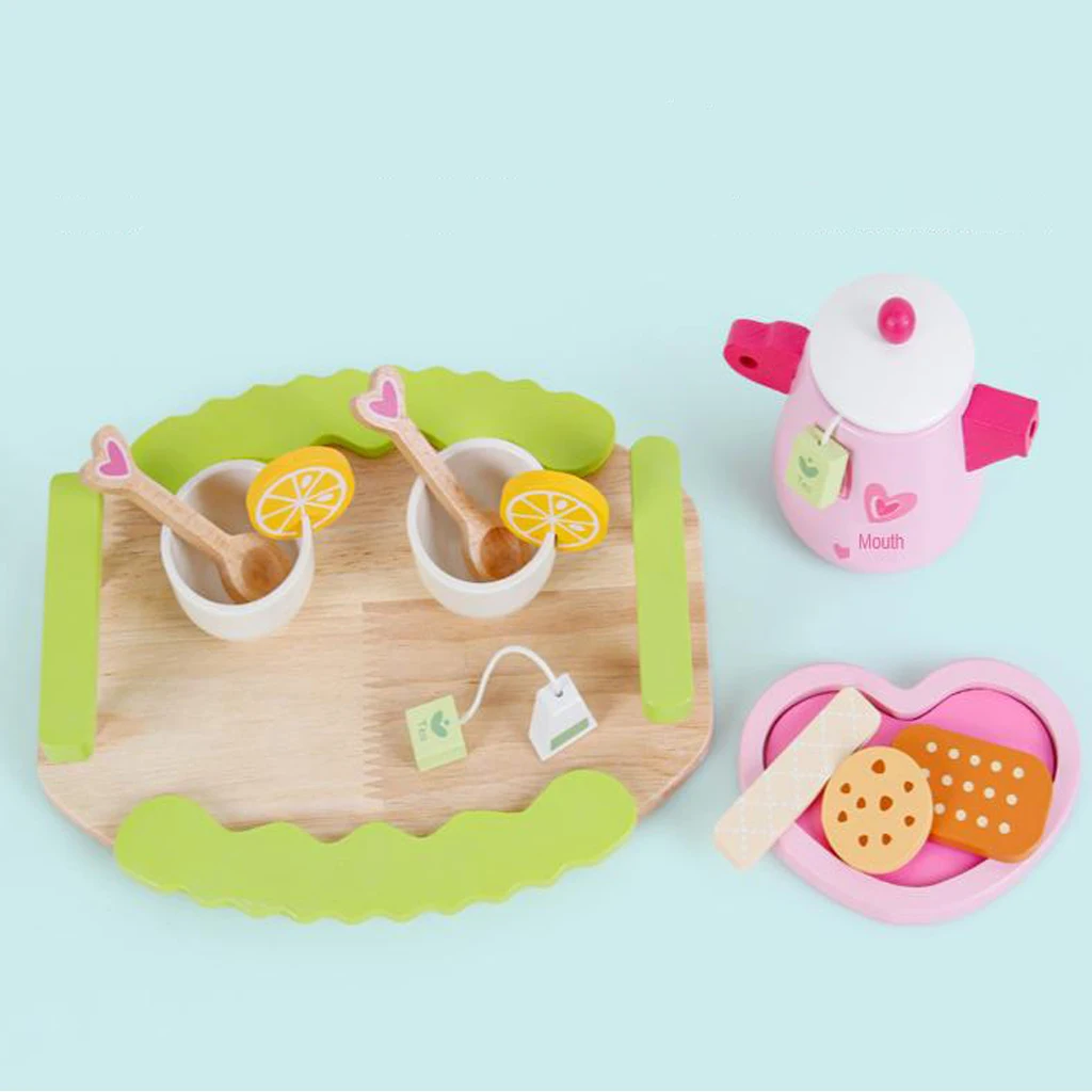 12-piece Wooden Tea Set Pretend Play Toy Educational Game For Kids Children - Soild Beech Saucer Cup Salver Teapot Coffee Set 12-piece Wooden Tea Set Pretend Play Toy Educational Game For Kids Children - Soild Beech Saucer Cup Salver Teapot Coffee Set