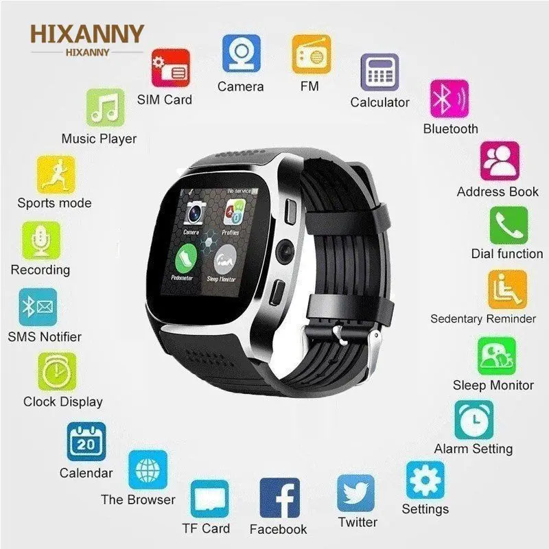 Bluetooth Smart Watch Fitness Tracker SIM GSM Waterproof Sport Records Practical Monitor Sleep Smartwatch for Android iOS
Bluetooth Smart Watch Fitness Tracker SIM GSM Waterproof Sport Records Practical Monitor Sleep Smartwatch for Android iOS