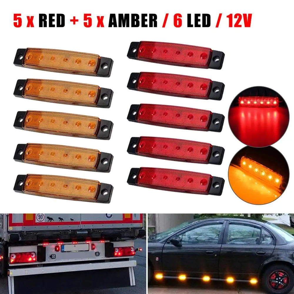 10x Red Amber 6 LED Side Marker Lamp Clearance Trailer Light Indicator Truck signal turn signal Warning Light
10x Red Amber 6 LED Side Marker Lamp Clearance Trailer Light Indicator Truck signal turn signal Warning Light