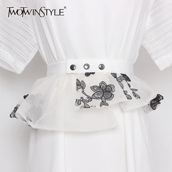 TWOTWINSTYLE Vintage Asymmetrical Embroidery Girdle Female Patchwork Mesh Hit Color Ruched Girdles Women Accessories Fashion New
TWOTWINSTYLE Vintage Asymmetrical Embroidery Girdle Female Patchwork Mesh Hit Color Ruched Girdles Women Accessories Fashion New