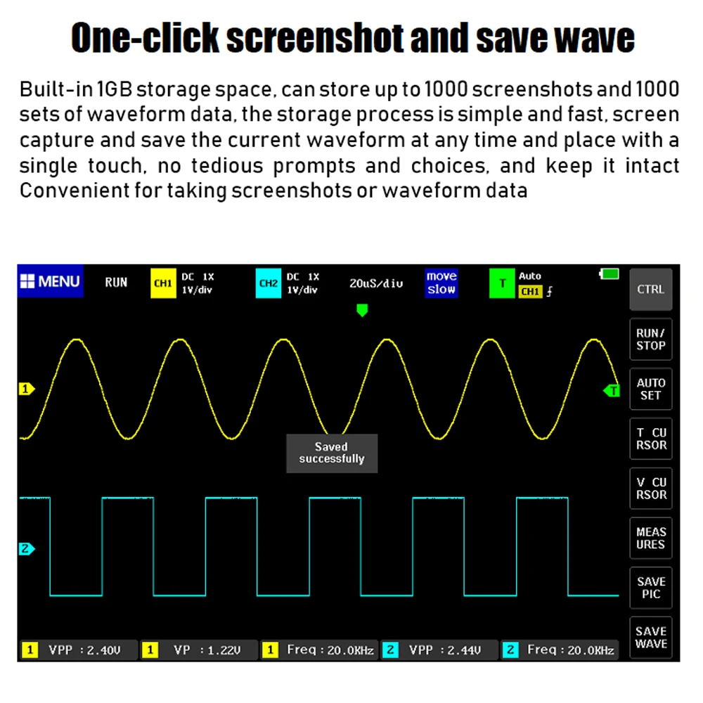 Oscilloscopes ADS1013D 2 Channels 100MHz Bandwidth 1GSa/s Sampling Rate