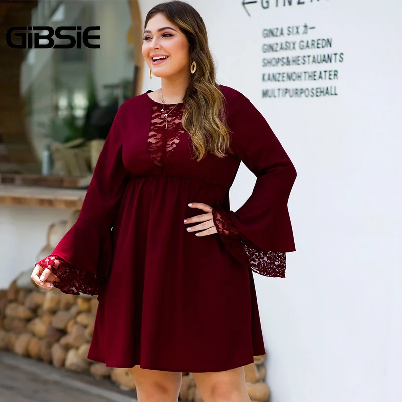 GIBSIE Plus Size Elegant Lace Patchwork Solid Dress Women O-Neck Long Sleeve High Waist Dresses Female Autumn A-line Vestidos
GIBSIE Plus Size Elegant Lace Patchwork Solid Dress Women O-Neck Long Sleeve High Waist Dresses Female Autumn A-line Vestidos