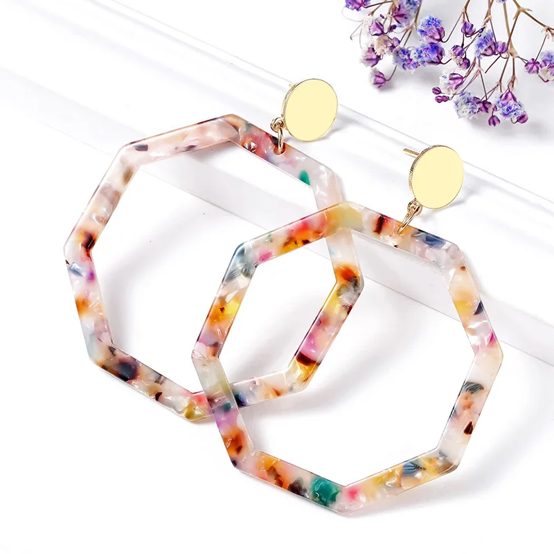 Bohemian Fashion Exaggeration Big Dangle Earrings Geometric Polygon Acetate Plate Earrings for Women Street Shooting All-match
Bohemian Fashion Exaggeration Big Dangle Earrings Geometric Polygon Acetate Plate Earrings for Women Street Shooting All-match