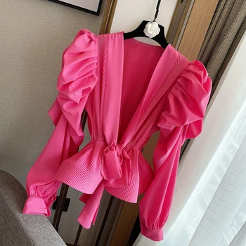 HIGH STREET 2020 Newest Fashion Designer Blouse Women's Lantern Sleeve V-NECK Wrap Blouse Top
HIGH STREET 2020 Newest Fashion Designer Blouse Women's Lantern Sleeve V-NECK Wrap Blouse Top