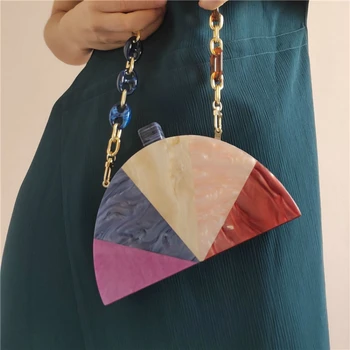 Multicolored texture geometric umbrella surface stitching semicircular shape bag clutch handbag
Multicolored texture geometric umbrella surface stitching semicircular shape bag clutch handbag
