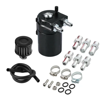 Oil Catch Reservoir Breather Can Tank +Filter Kit Cylinder Aluminum Engine Black 
Oil Catch Reservoir Breather Can Tank +Filter Kit Cylinder Aluminum Engine Black