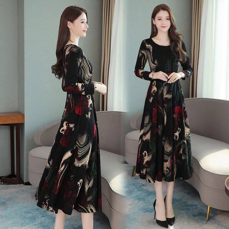 Hot Selling Long-sleeved Dress Women's 2019 Autumn New Style Korean-style Large Size Dress Loose-Fit Slimming by Age Long Skirts 
Hot Selling Long-sleeved Dress Women's 2019 Autumn New Style Korean-style Large Size Dress Loose-Fit Slimming by Age Long Skirts