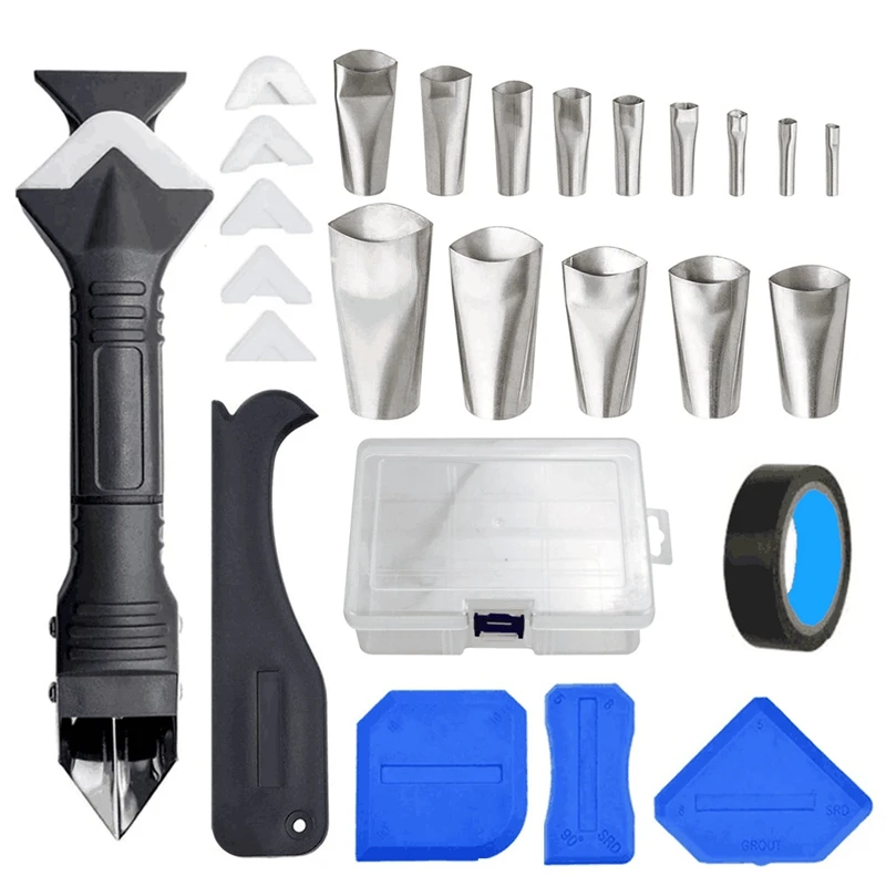 3 in 1 Metal Spatula Nozzle Smear Polished Grout to Scrape Kitchen Bathroom Windows 27 Pcs Box
3 in 1 Metal Spatula Nozzle Smear Polished Grout to Scrape Kitchen Bathroom Windows 27 Pcs Box