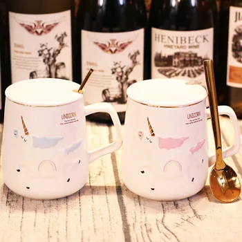 450ml Creative Simple Cute Unicorn Ceramic Cup Nordic Style Cartoon Spoon with Lid Ladies Student Breakfast Milk Mark Cup 
450ml Creative Simple Cute Unicorn Ceramic Cup Nordic Style Cartoon Spoon with Lid Ladies Student Breakfast Milk Mark Cup