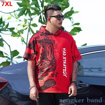 Printed short-sleeved summer half-sleeved loose hooded men's fashion brand summer casual new men's large size T-shirt red
Printed short-sleeved summer half-sleeved loose hooded men's fashion brand summer casual new men's large size T-shirt red