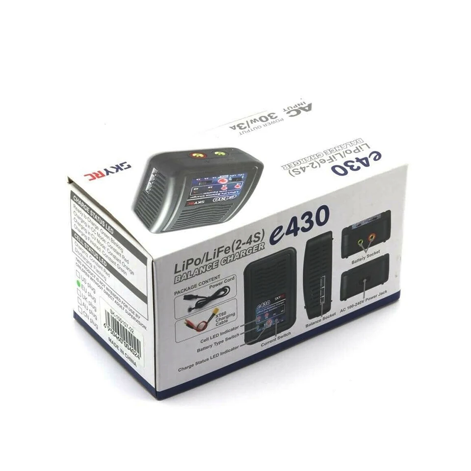 SKYRC e430 Balance Charger 100-240V AC Charger 30W 1-3A for 2S-4S LiPo Battery LiFe Battery for Drone RC Quadcopter RC Car Boat
SKYRC e430 Balance Charger 100-240V AC Charger 30W 1-3A for 2S-4S LiPo Battery LiFe Battery for Drone RC Quadcopter RC Car Boat