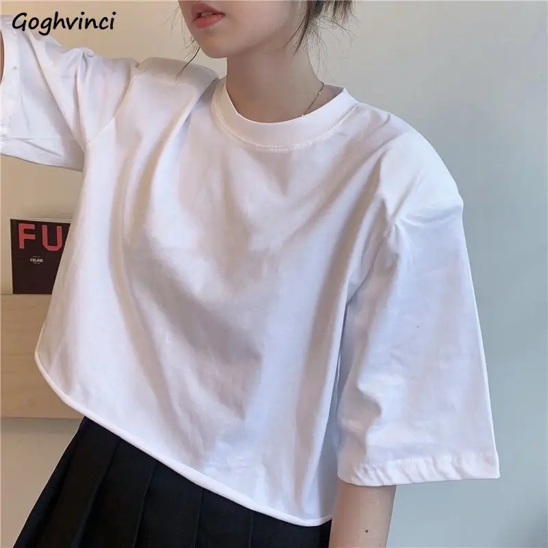 Женская футболка с коротким рукавом повседневная в стиле Харадзюку однотонный