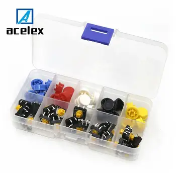 25PCS Tactile Push Button Switch Momentary 12*12*7.3MM Micro switch button + 25PCS Tact Cap(5 colors)
25PCS Tactile Push Button Switch Momentary 12*12*7.3MM Micro switch button + 25PCS Tact Cap(5 colors)
