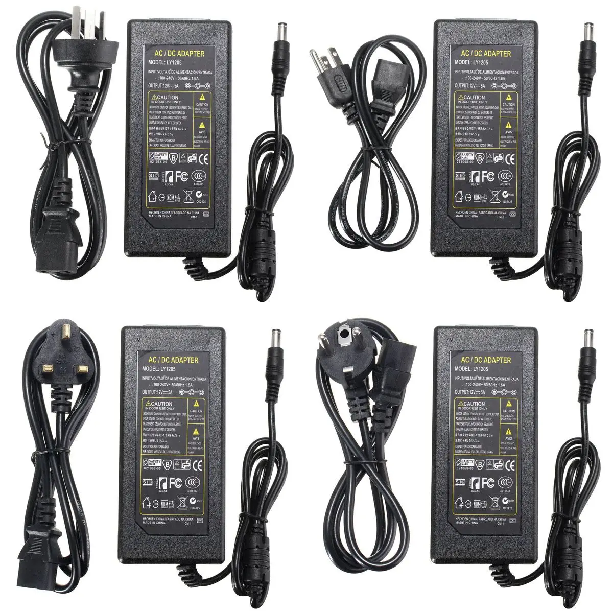 AC 100-240V to DC 12V 5A 60W Power Adapter Supply Charger Adapter for LED Strip Light Output Interface 5.5mmx2.1mm
AC 100-240V to DC 12V 5A 60W Power Adapter Supply Charger Adapter for LED Strip Light Output Interface 5.5mmx2.1mm