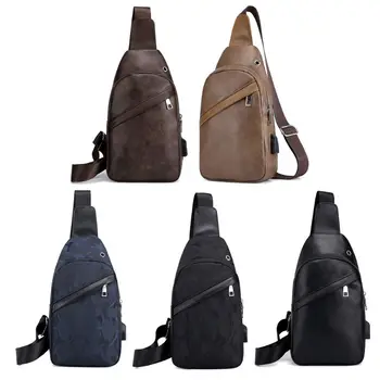 THINKTHENDO Men Fashion PU Leather Outdoor Sport Sling Shoulder Bag USB Charging Port Crossbody Chest Pack 
THINKTHENDO Men Fashion PU Leather Outdoor Sport Sling Shoulder Bag USB Charging Port Crossbody Chest Pack