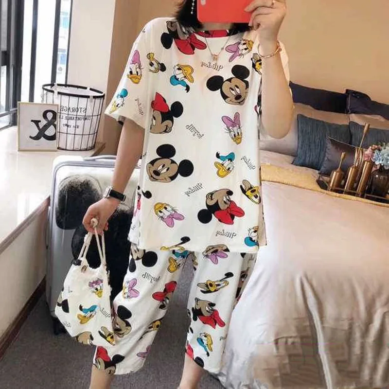 2020 Pajamas Set Leisure wear Women Pyjamas Women Sleepwear Night suit Home Wear Women Summer Cartoon Cotton Nightwear With Bag
2020 Pajamas Set Leisure wear Women Pyjamas Women Sleepwear Night suit Home Wear Women Summer Cartoon Cotton Nightwear With Bag
