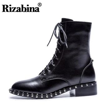 RIZABINA Flats Boots Women Genuine Leather Lace Up Warm Winter Shoes Women Add Fur Fashion Rivets Zipper Footwear Size 33-40
RIZABINA Flats Boots Women Genuine Leather Lace Up Warm Winter Shoes Women Add Fur Fashion Rivets Zipper Footwear Size 33-40