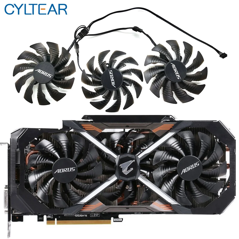 Вентилятор для видеокарты GIGAYTE AORUS GeForce GTX 1080 Ti 1080Ti RTX2060 Xtreme Edition 95 мм T129215BU 12 В 0 55 А