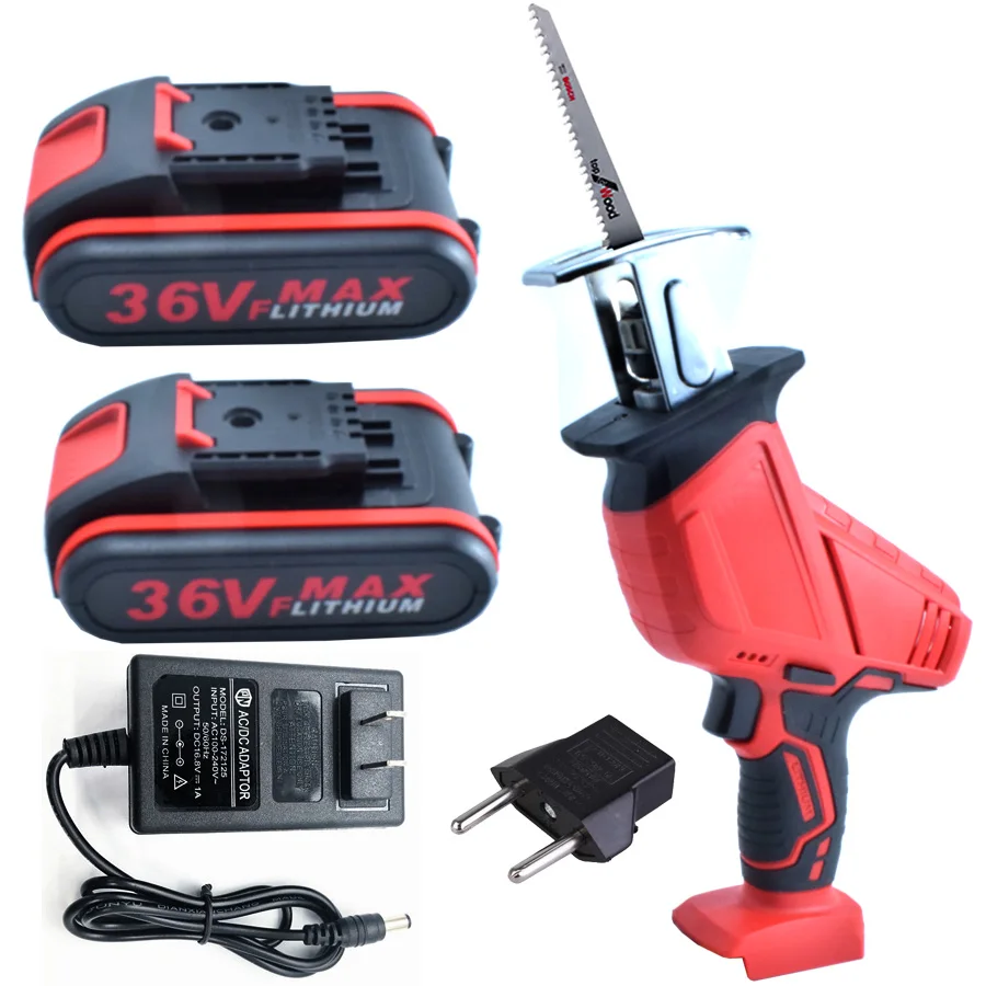 36VF lithium Battery Cordless Reciprocating Saw Kit Outdoor Electric Saw Blades for Wood Metal Cutting Woodworking Tools
36VF lithium Battery Cordless Reciprocating Saw Kit Outdoor Electric Saw Blades for Wood Metal Cutting Woodworking Tools