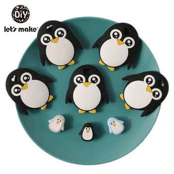 

Baby Teether Rodent 3pcs Penguin Silicone Beads Food Grade Teething Toys Tiny Rod DIY Pacifier Chain Bracelet Children's Product