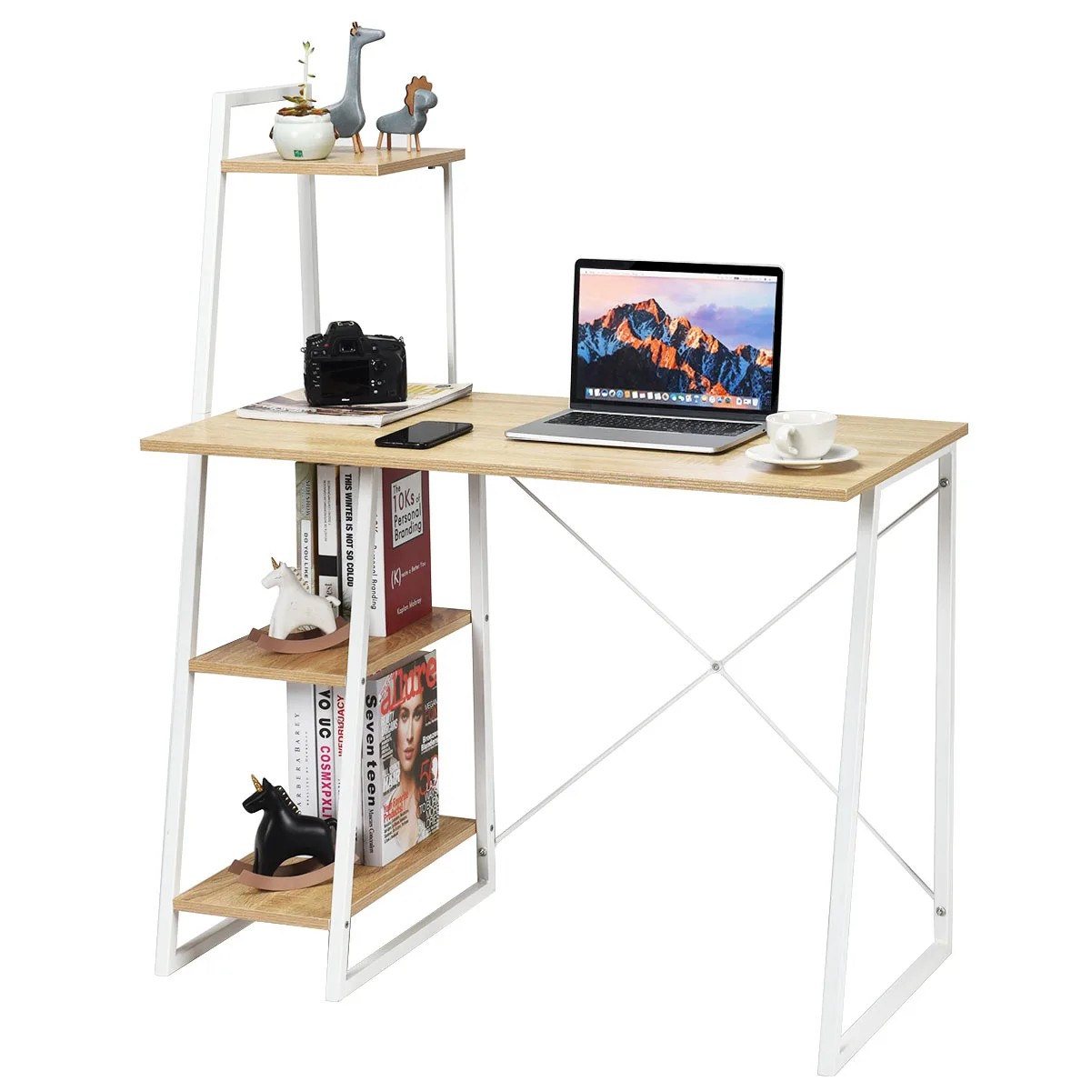 Costway Computer Desk Study Table Workstation w/4 Tier Bookshelves Home Office Natural
Costway Computer Desk Study Table Workstation w/4 Tier Bookshelves Home Office Natural