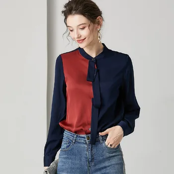 Silk Shirt Women Fashion Contrast Color Stitching Single Breasted Long Sleeves 2020 Spring New high quality Ladies Tops S-XL
Silk Shirt Women Fashion Contrast Color Stitching Single Breasted Long Sleeves 2020 Spring New high quality Ladies Tops S-XL