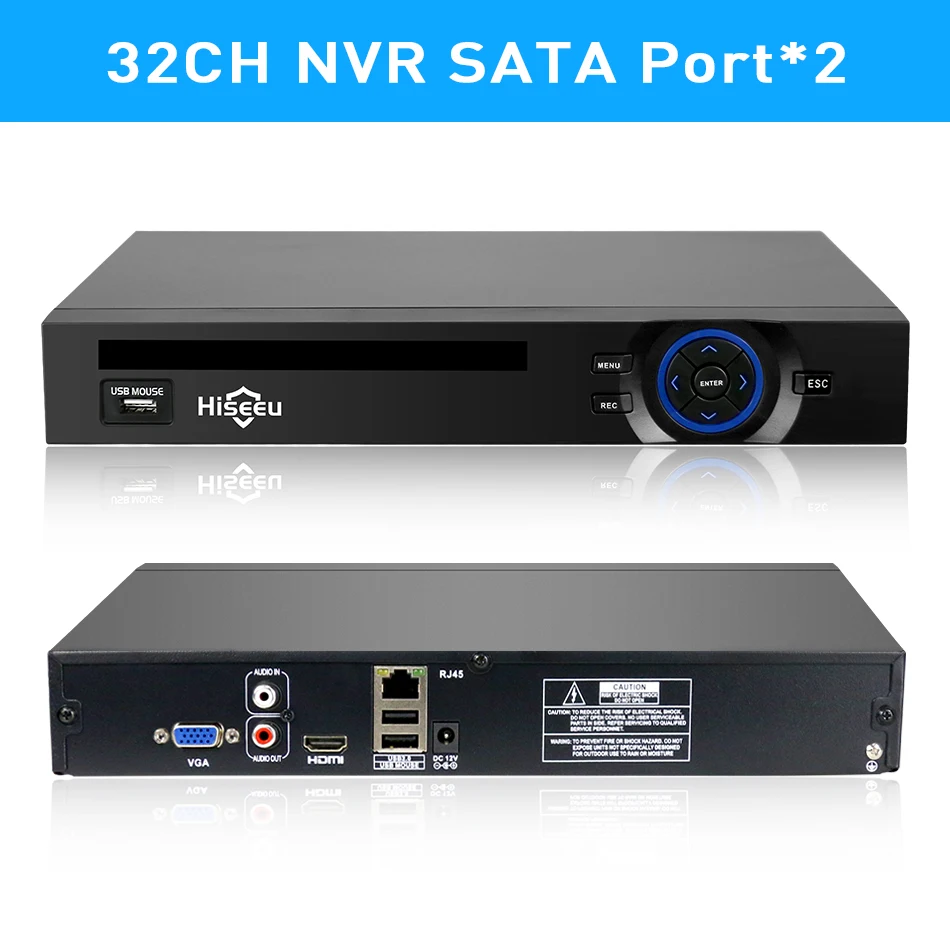 Hiseeu 2HDD 25CH 5MP 32CH 1080P 8CH 4K CCTV H.264/H.265 NVR DVR сетевой видеорегистратор Onvif 2 0 для ip камеры SATA